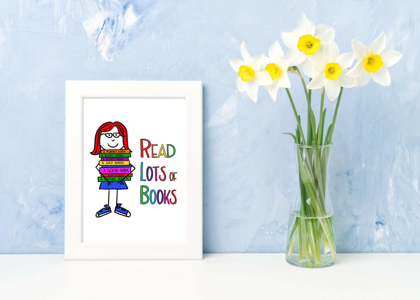 Miss Doodle Read More Books! Art Print