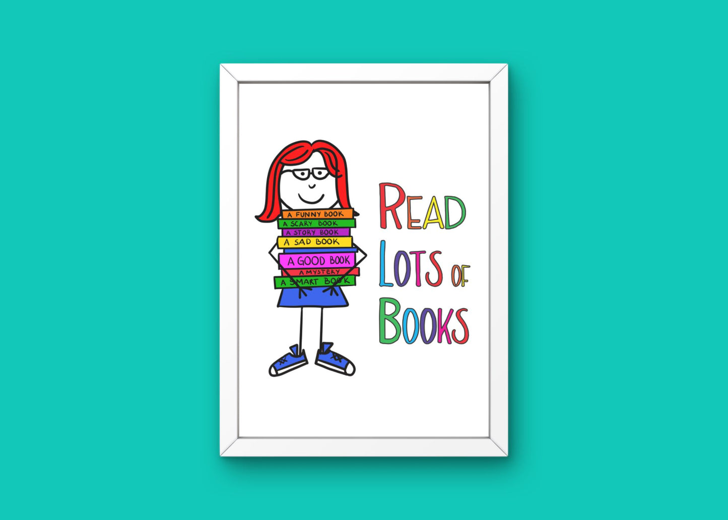 Miss Doodle Read More Books! Art Print