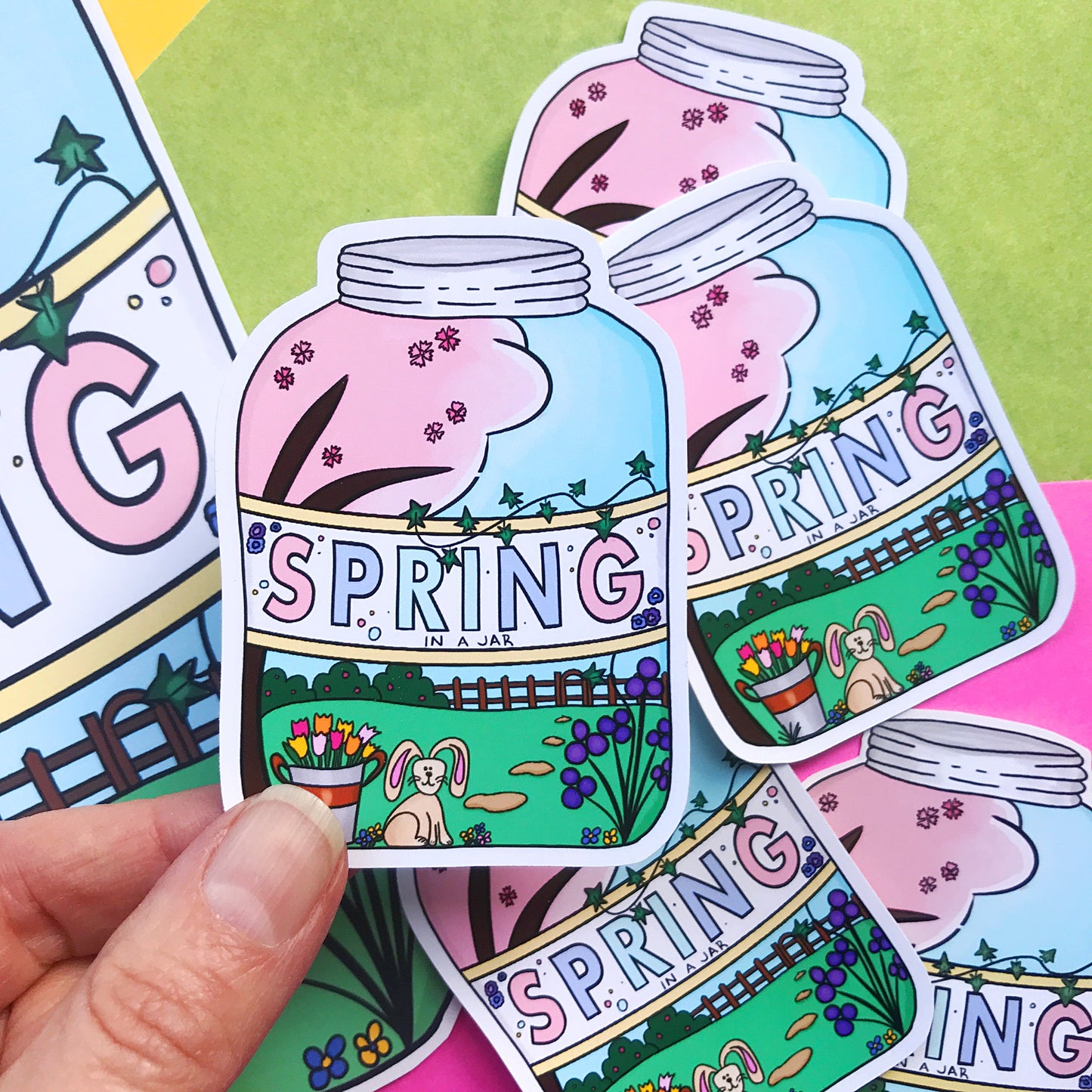 Spring in a Jar Die Cut Sticker