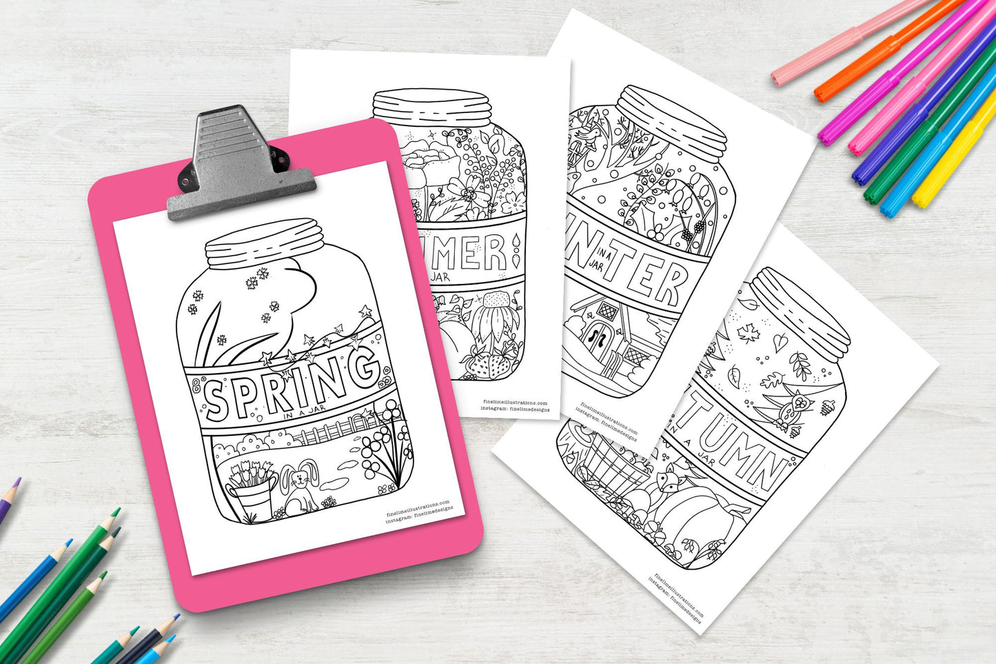 Seasons in a Jar Colouring Pages