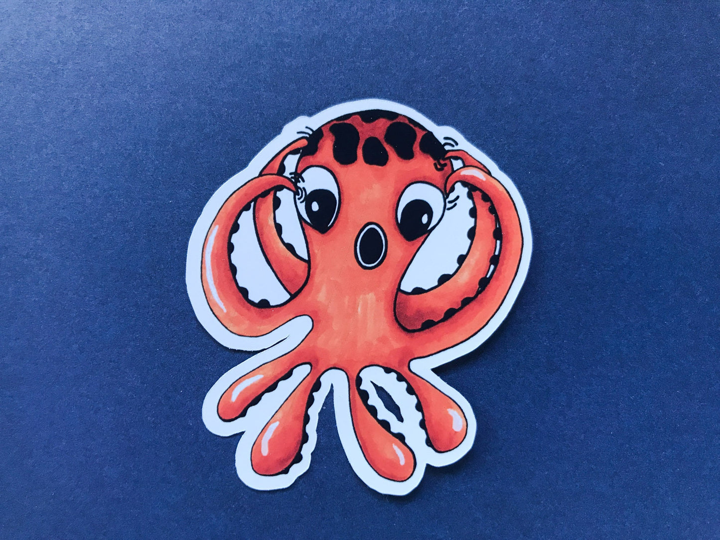 Surprised Octopus Die Cut Sticker