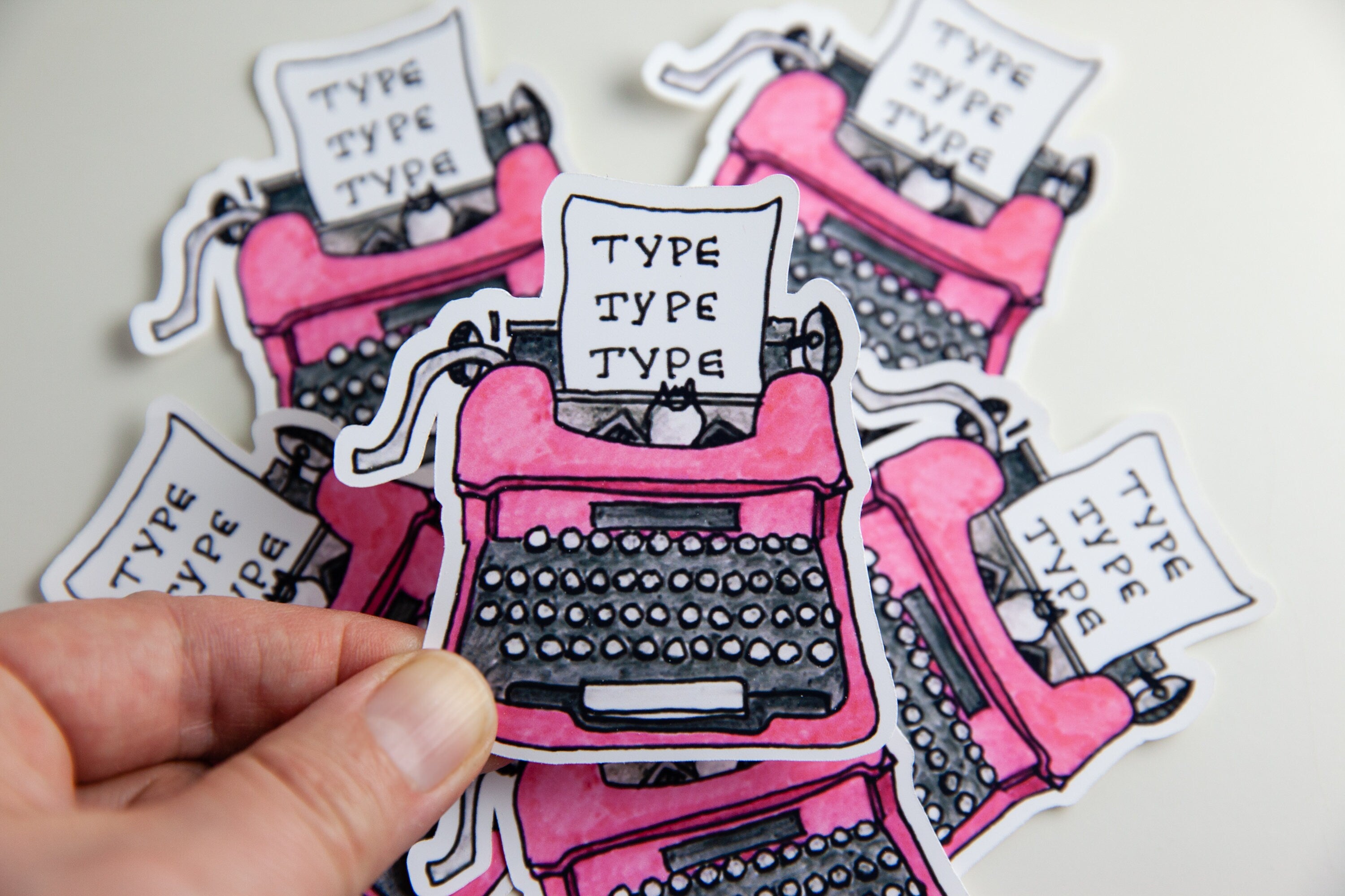 Write On Pink Typewriter Die-Cut Sticker – Sharks On Shore Apparel Co.