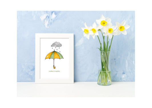 Weather it Together - Umbrella Art Print