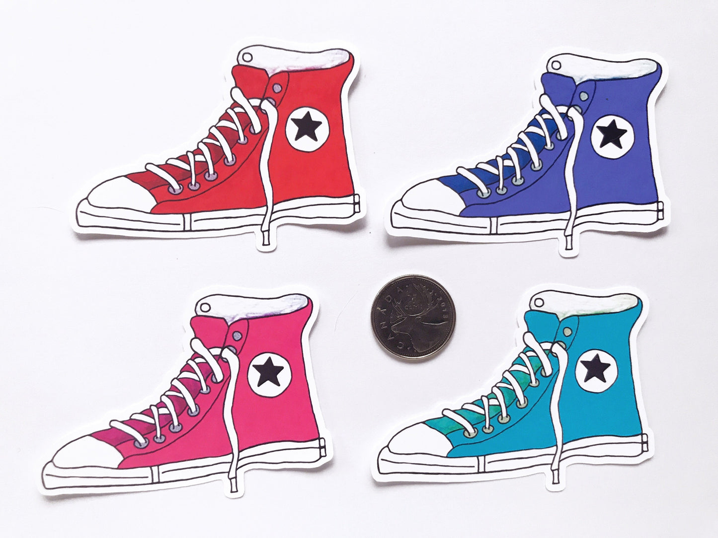 Set of 4 High Top Sneaker Die Cut Stickers