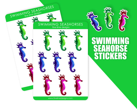 Swimming Seahorse Sticker Sheet