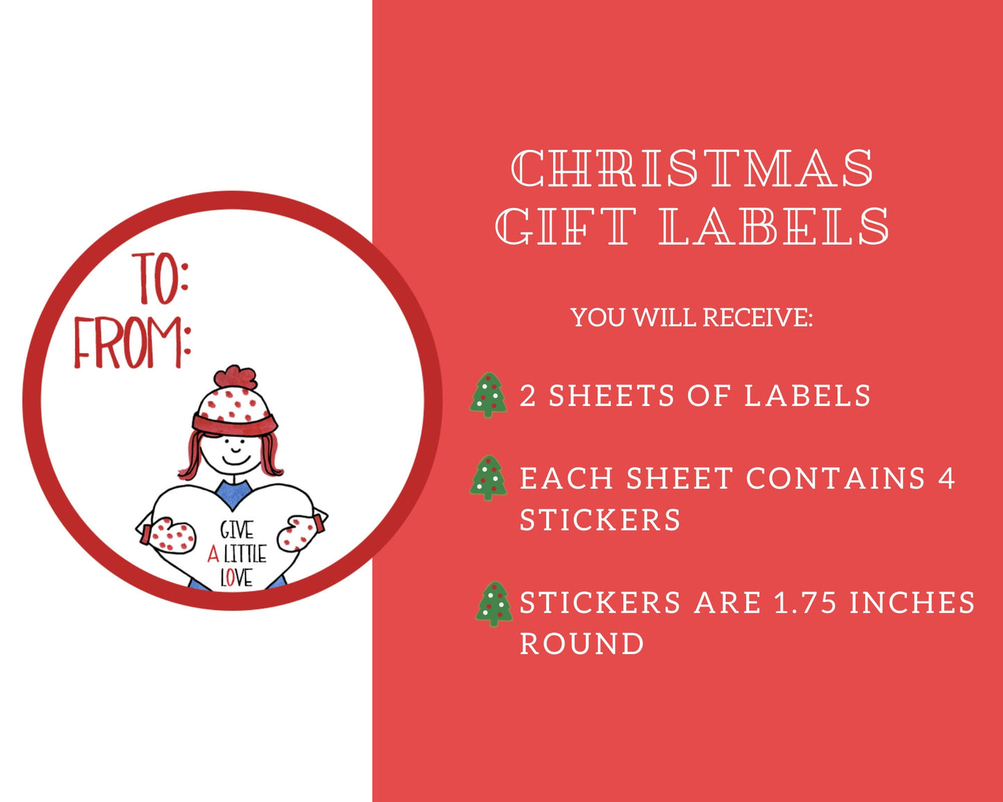 Give a Little Love Christmas Gift Label Stickers Set of 8