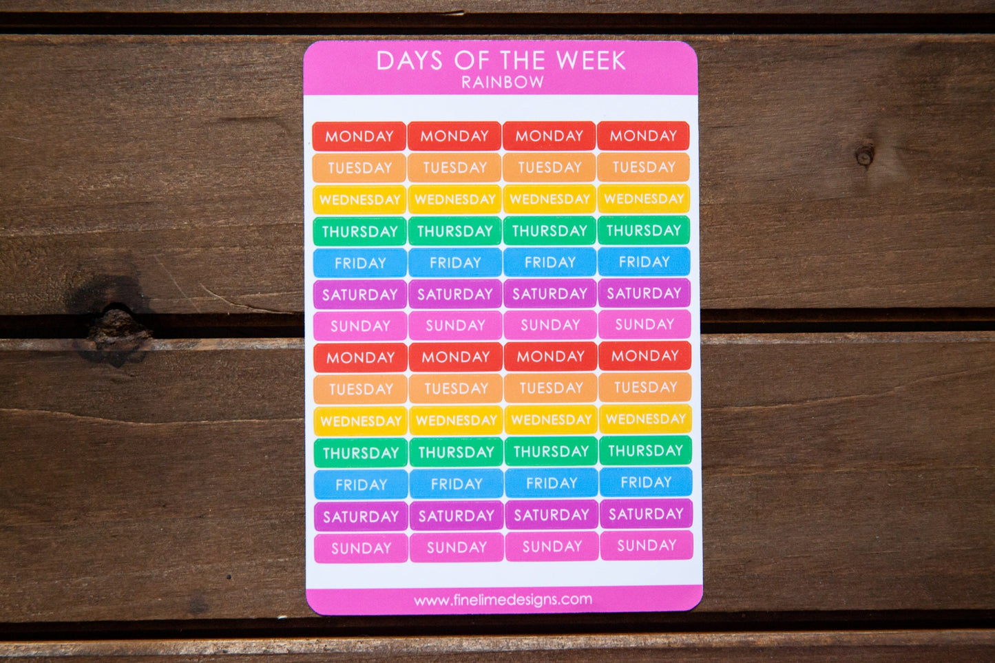 Days of the Week Stickers - Rainbow