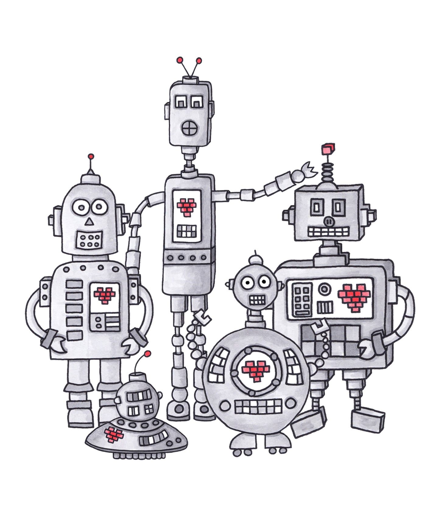 Rag Tag Robots Art Print