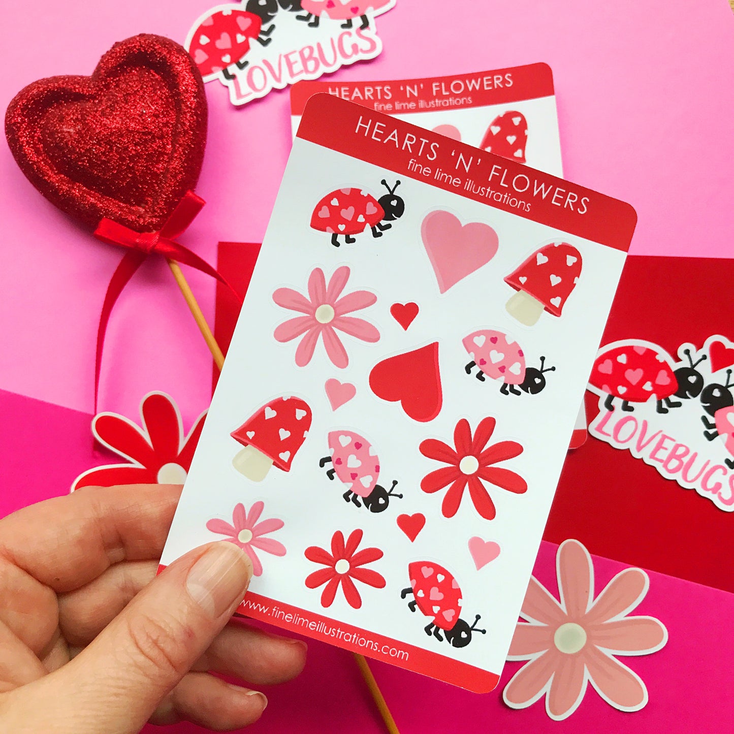 Hearts 'n' Flowers Sticker Sheet