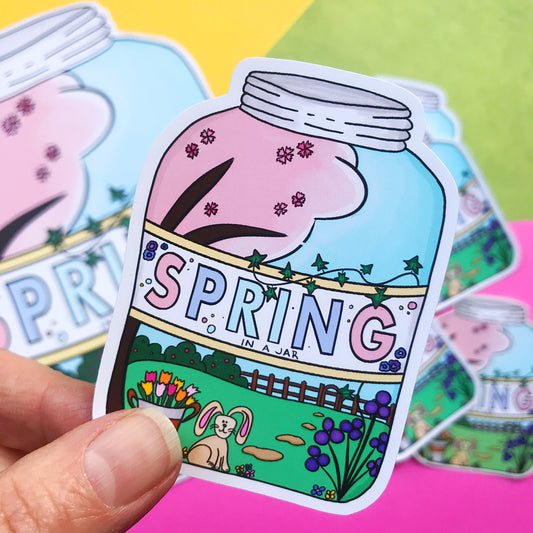 Spring in a Jar Die Cut Sticker