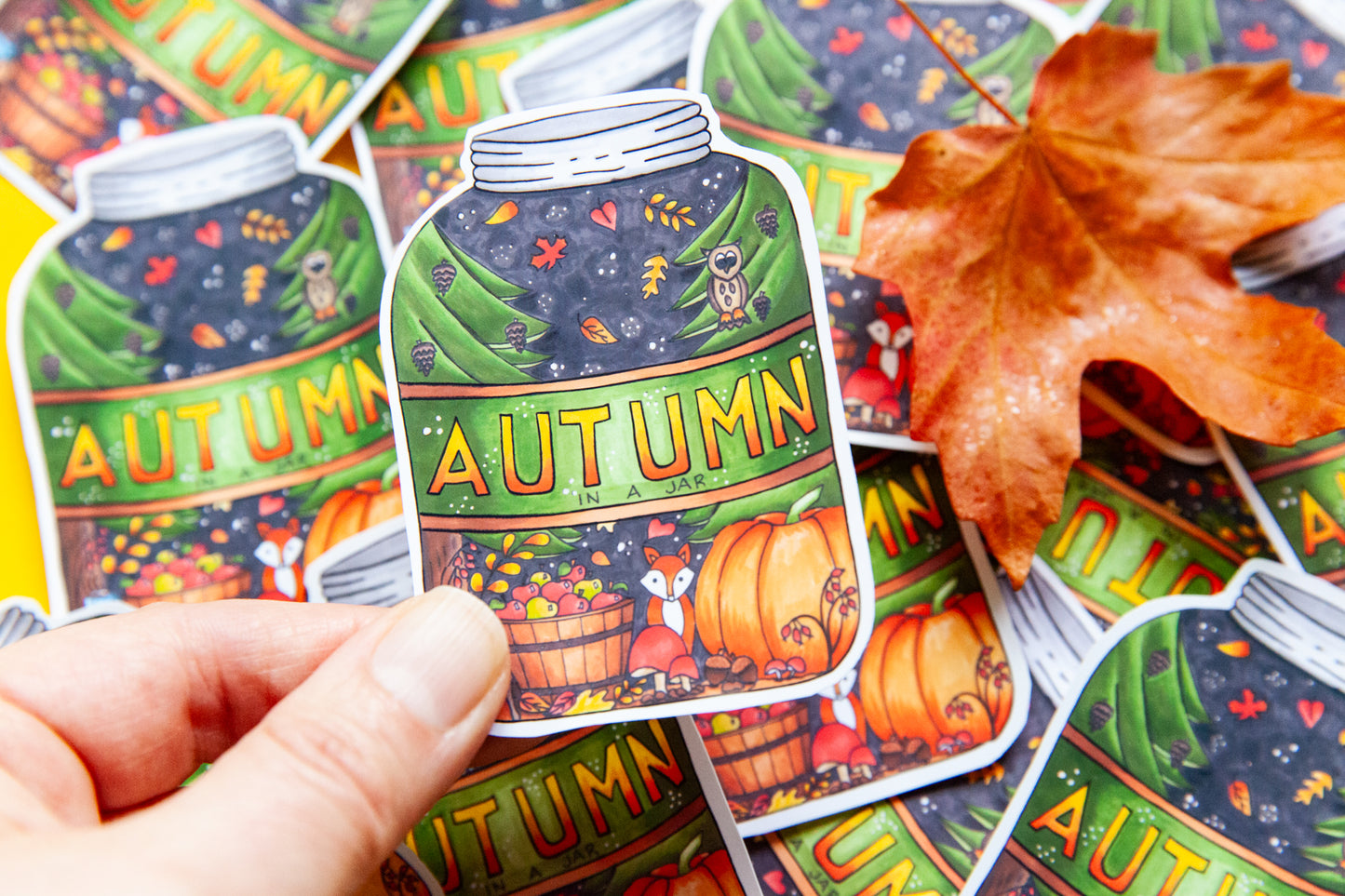 Autumn in a Jar Die Cut Sticker