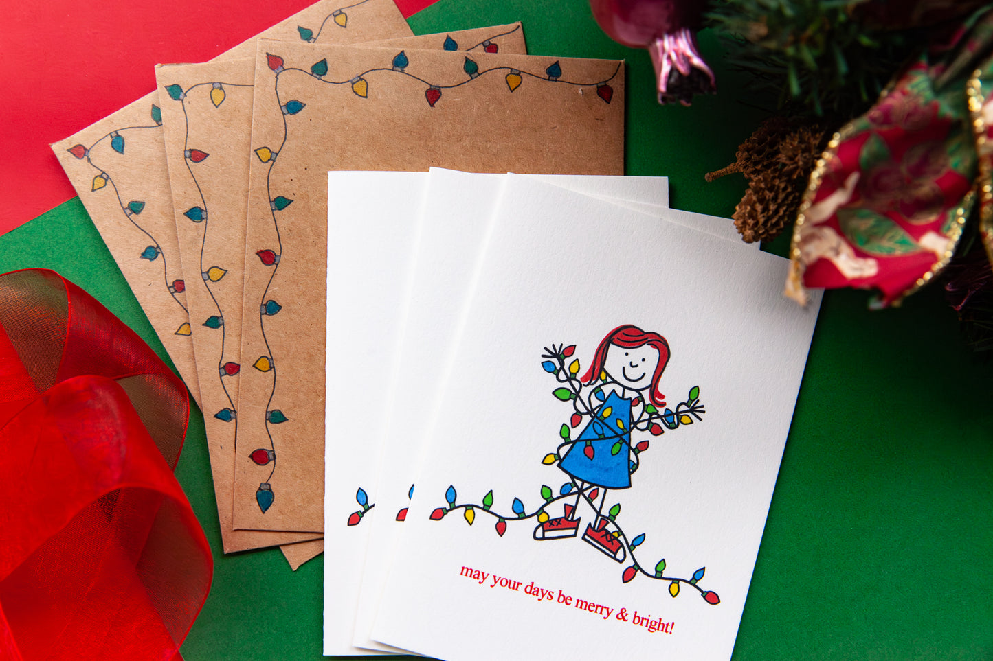 Special Edition Holiday Lights Card 3 Pack (Hand Illustrated Envelopes)