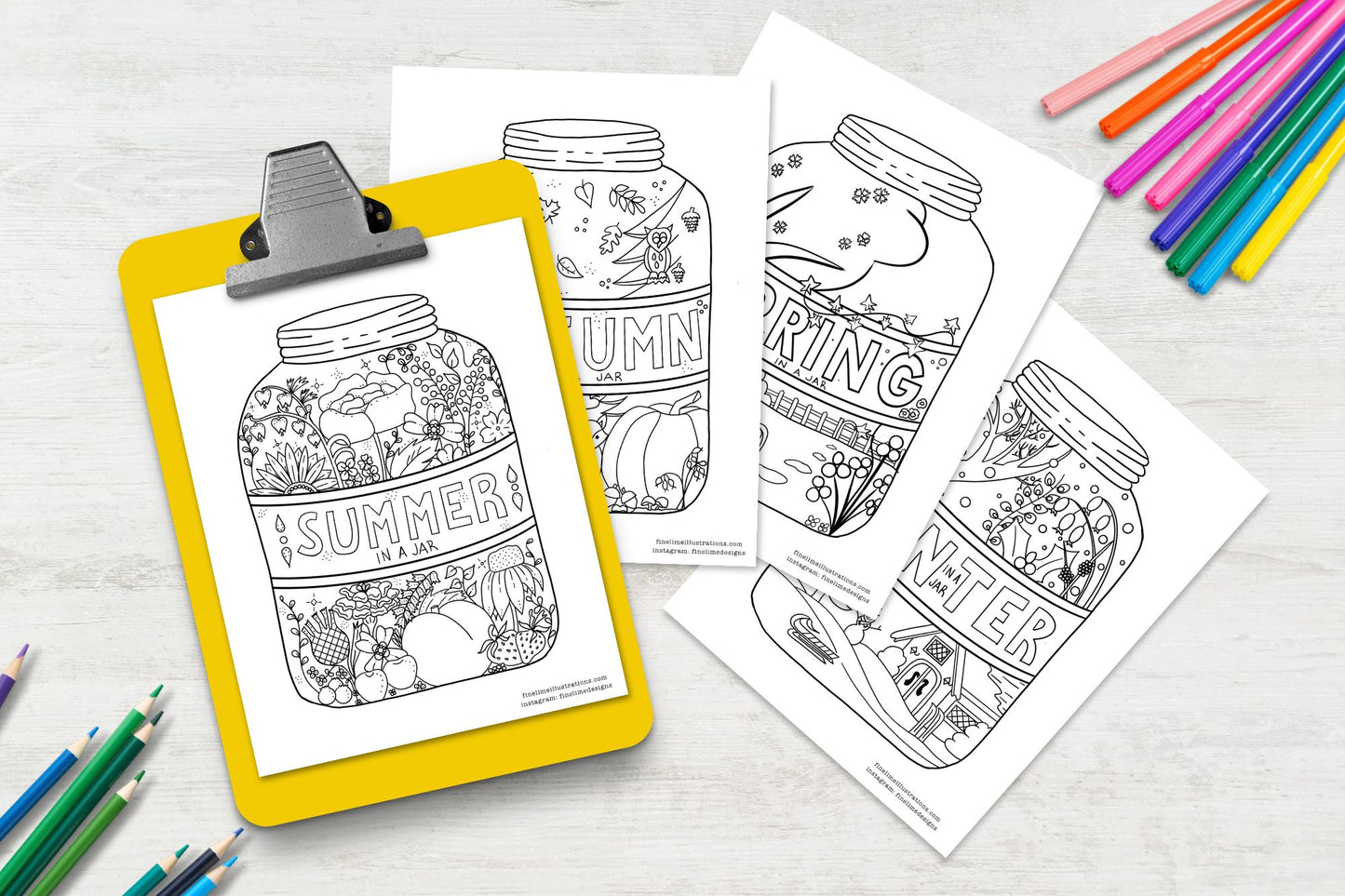Seasons in a Jar Colouring Pages