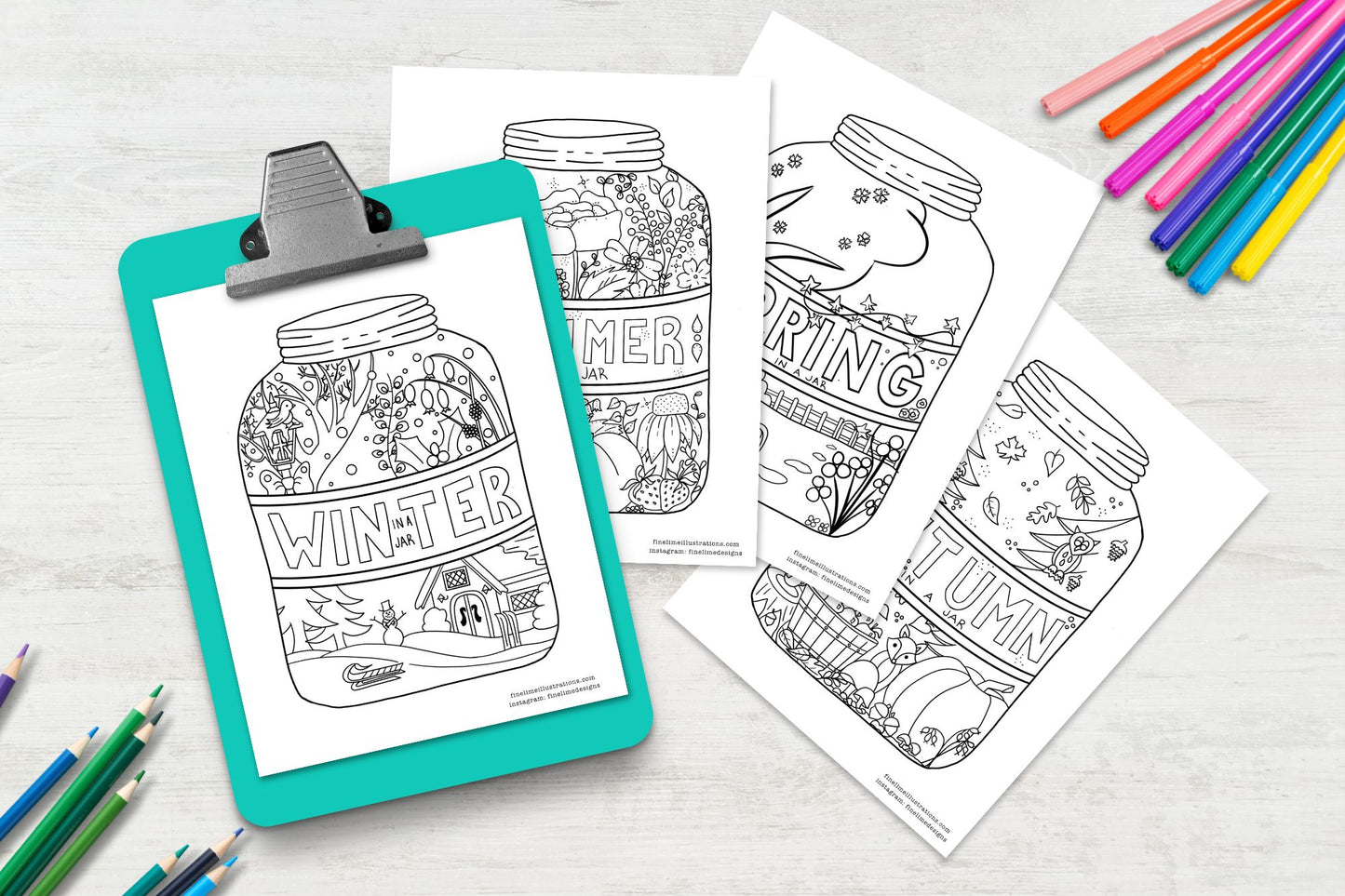 Seasons in a Jar Colouring Pages