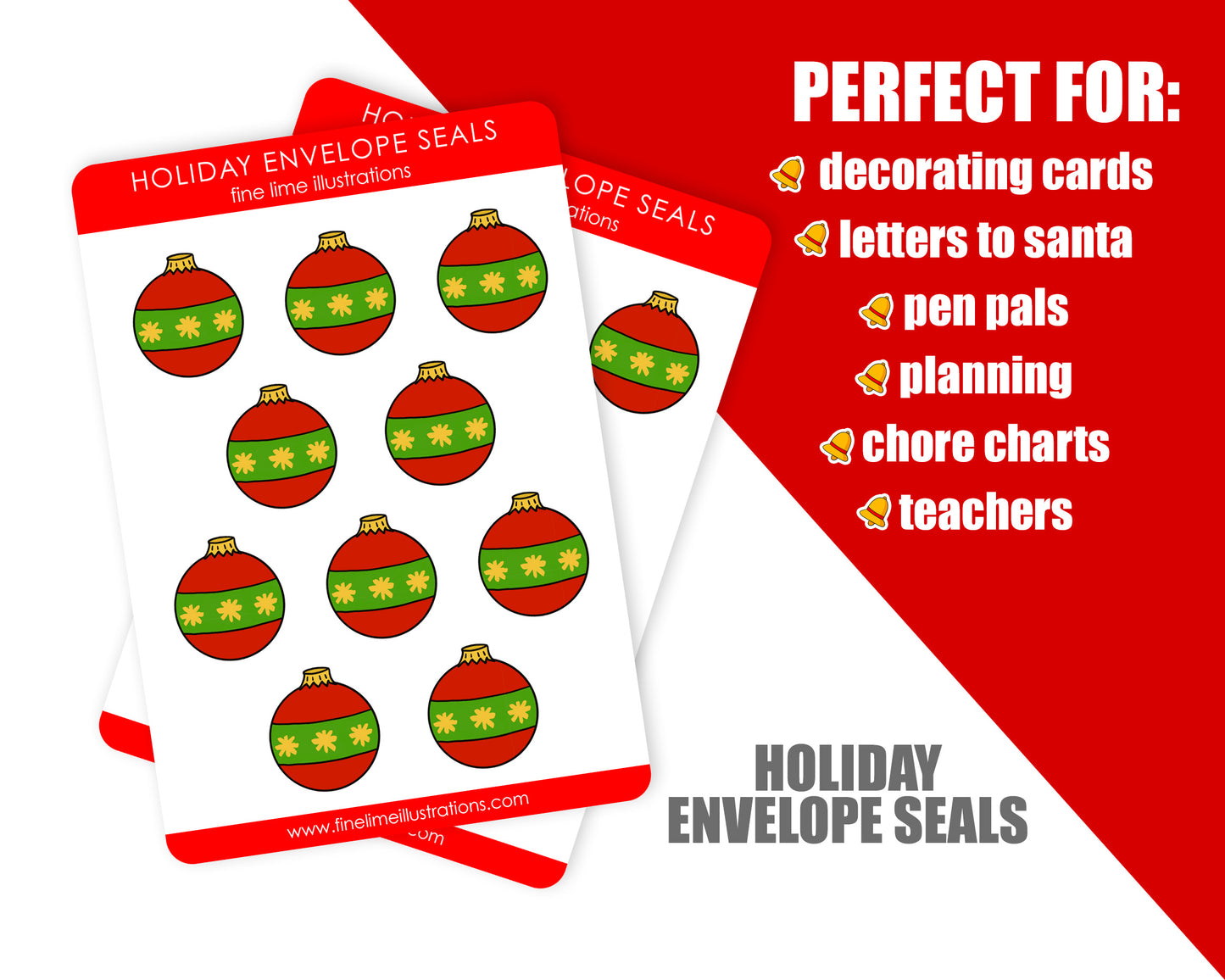 Holiday Envelope Seals Sticker Sheet