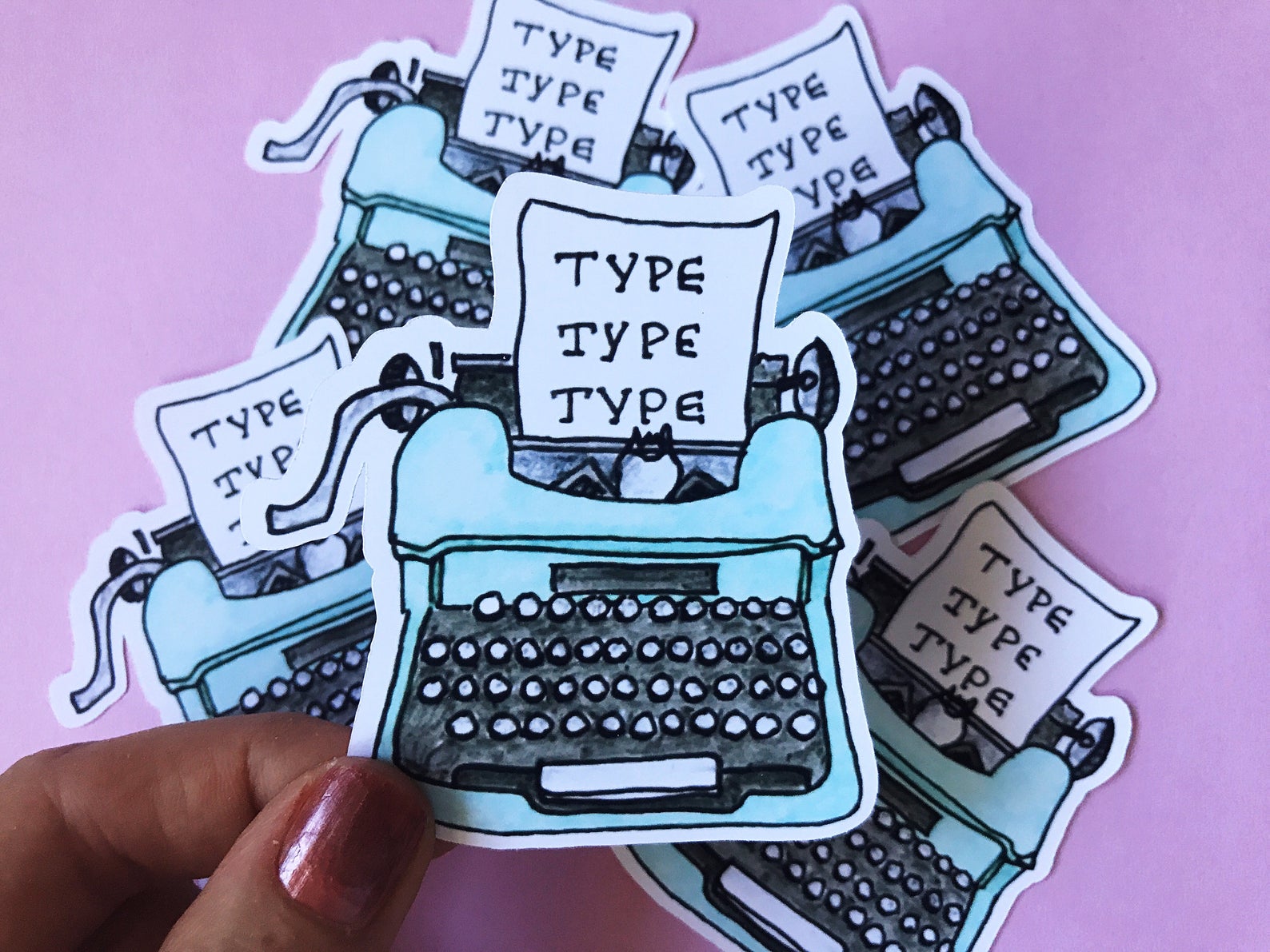 Type Type Typitiy Type Typewriter Die Cut Sticker – Fine Lime Illustrations
