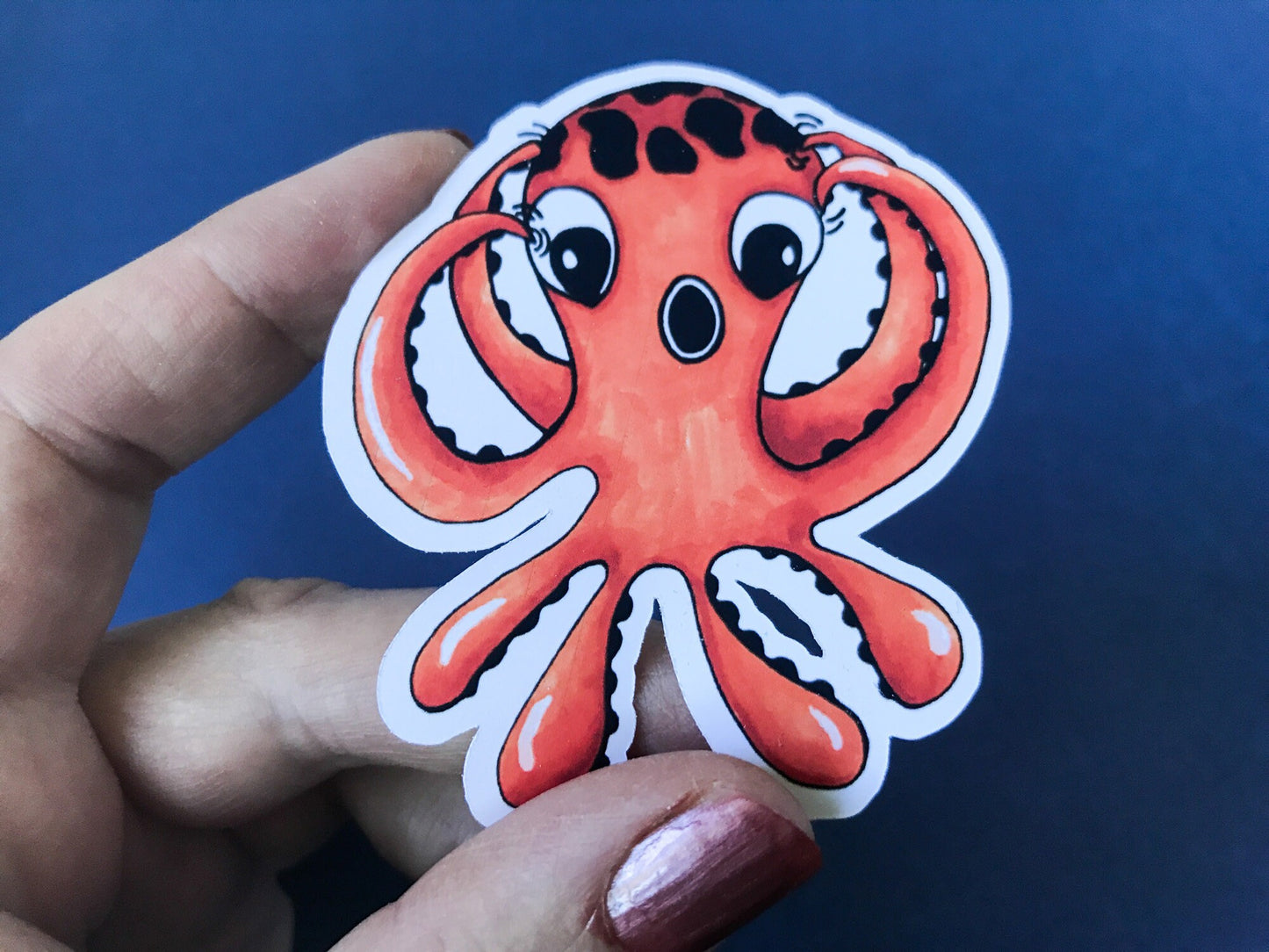 Surprised Octopus Die Cut Sticker