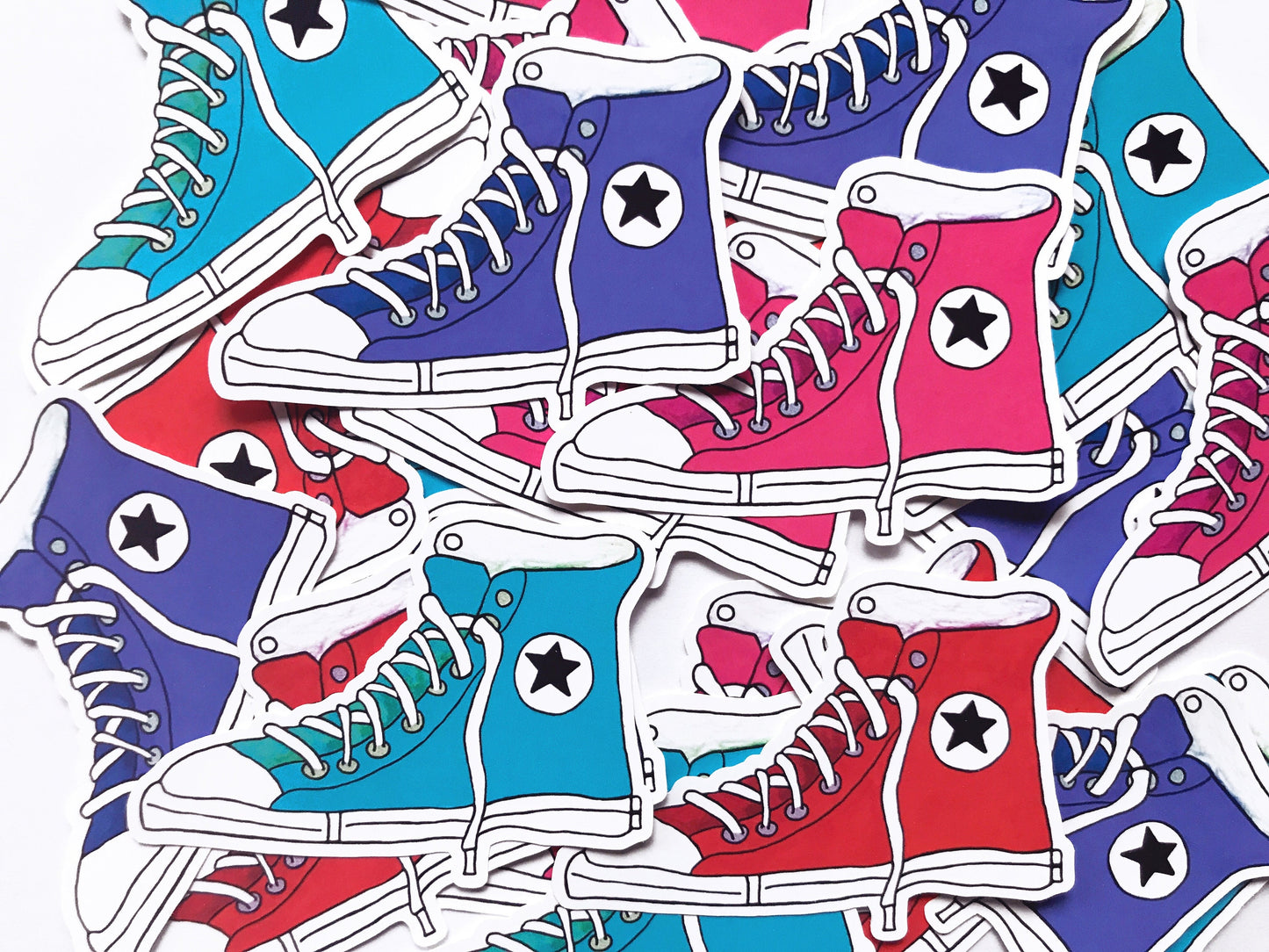 Set of 4 High Top Sneaker Die Cut Stickers