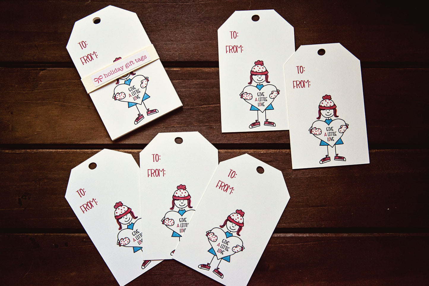Give a Little Love - Holiday Gift Tags Set of 5