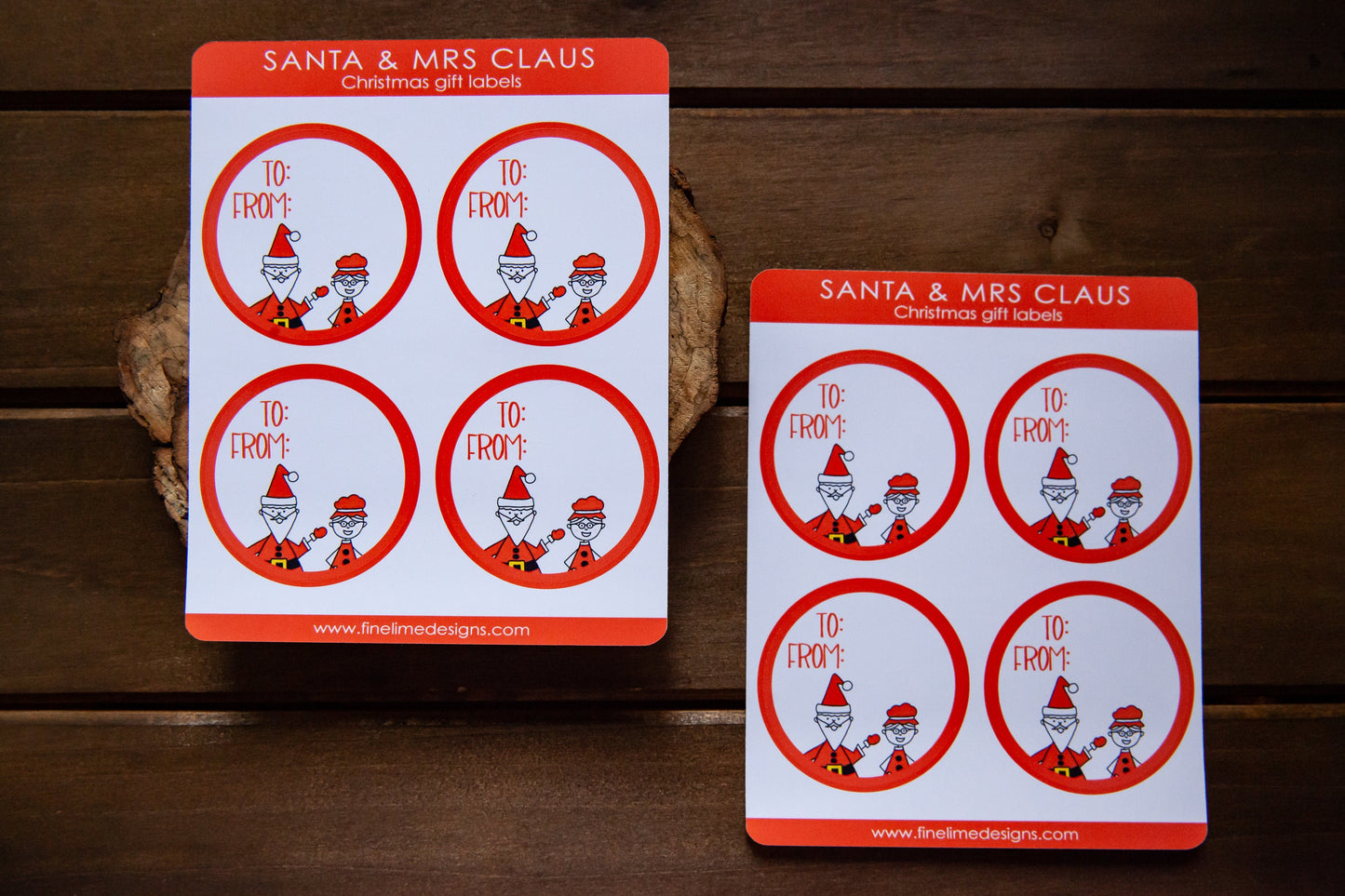 Santa & Mrs Claus Christmas Gift Label Stickers Set of 8