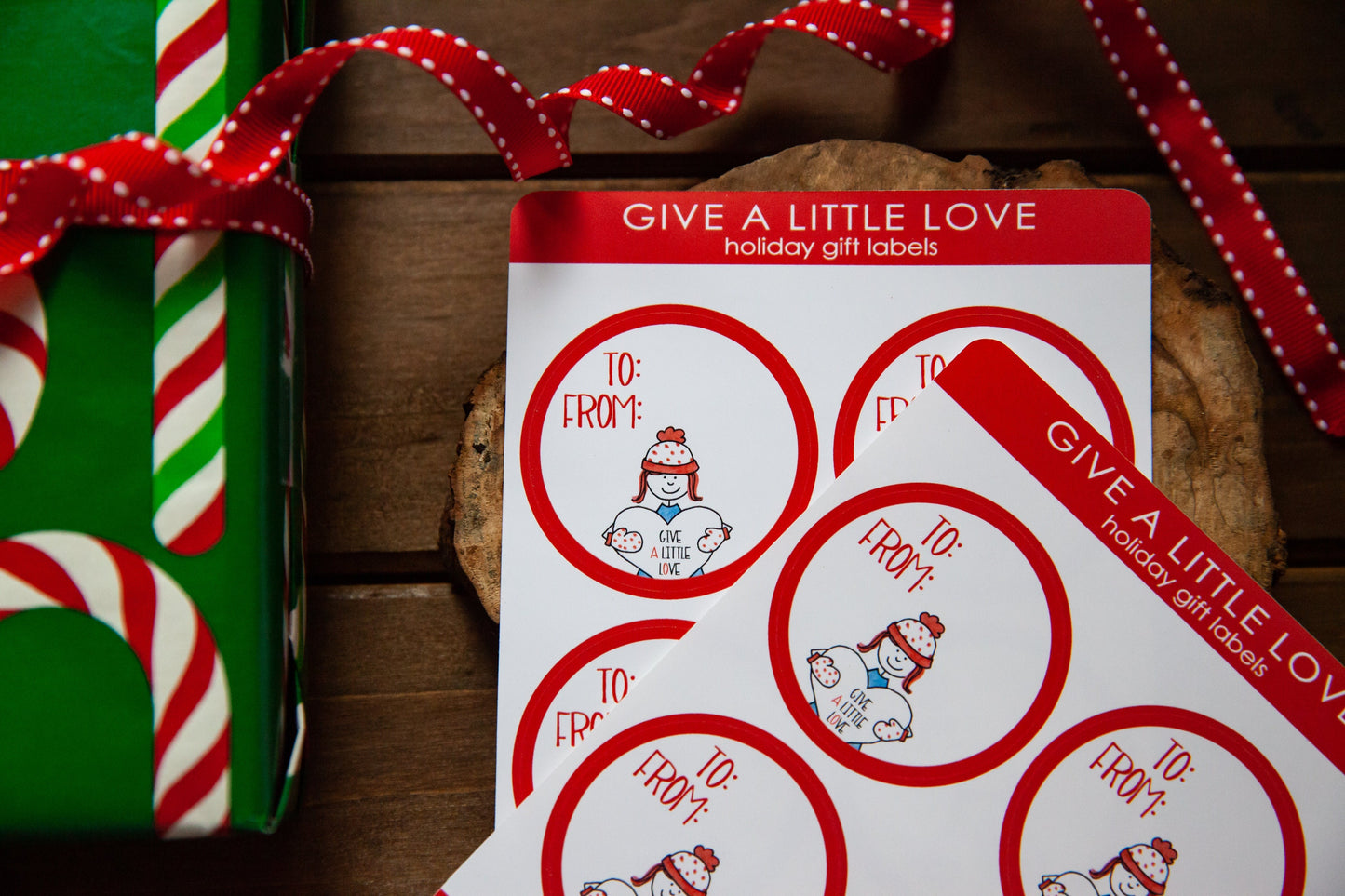 Give a Little Love Christmas Gift Label Stickers Set of 8