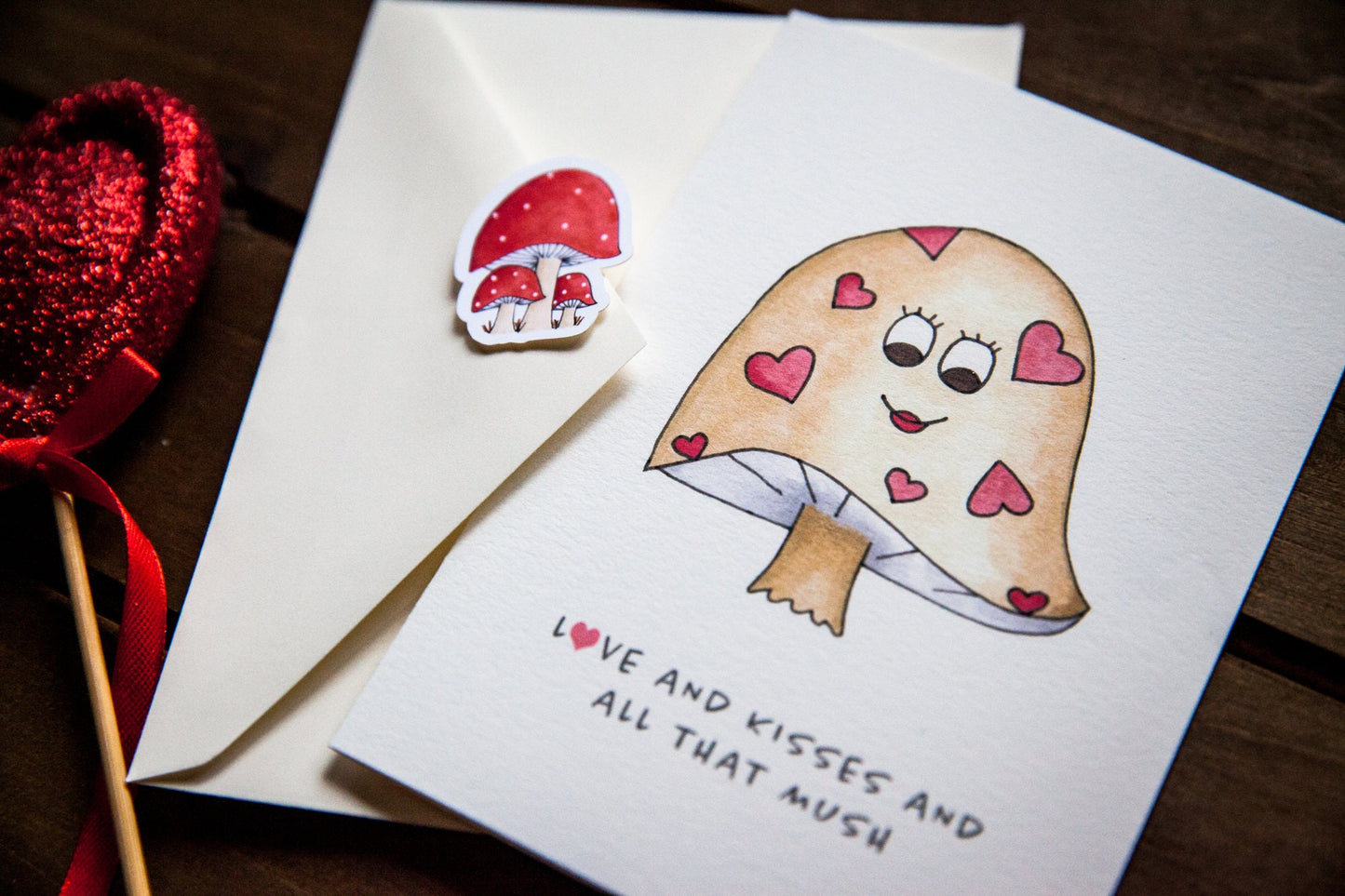 Love and Kisses Mushroom Card