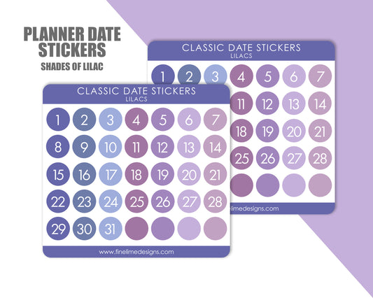 Planner Date Circle Stickers - Pastels